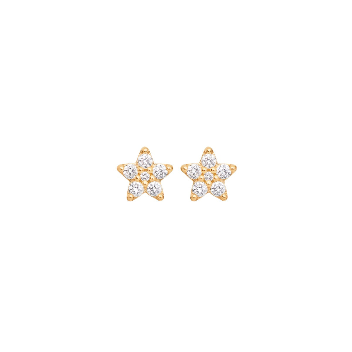 Large Shooting Stars 18K Gold Studs w. Diamonds