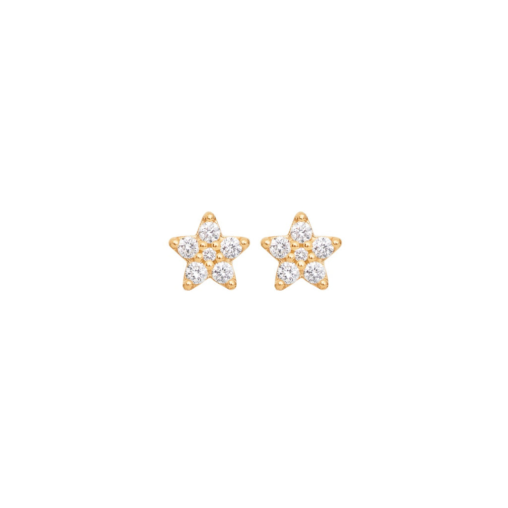 Large Shooting Stars 18K Gold Studs w. Diamonds