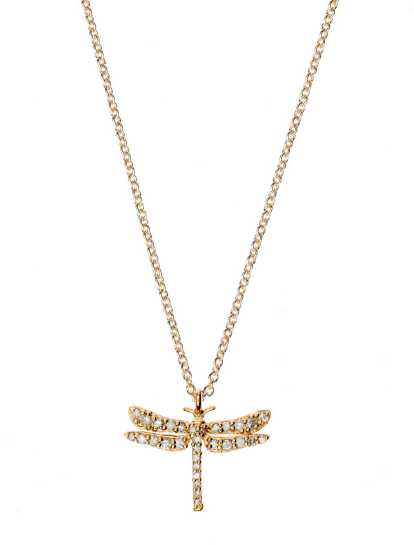 Dragonfly Gold Plated Necklace w. Diamond