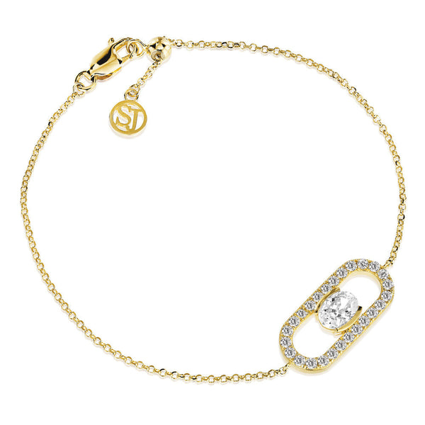 Ellisse Carezza 18K Gold Plated Bracelet w. Zirconia