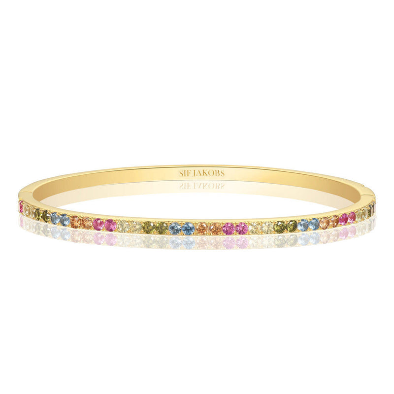 Ellisse 18K Gold Plated Bangle w. Colored Zirconias