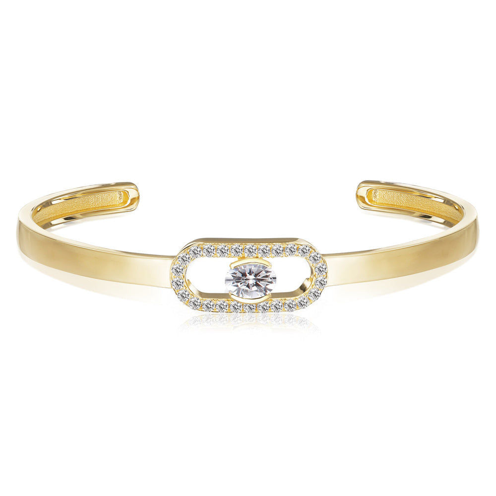 Ellisse Carezza 18K Gold Plated Bangle w. Zirconia