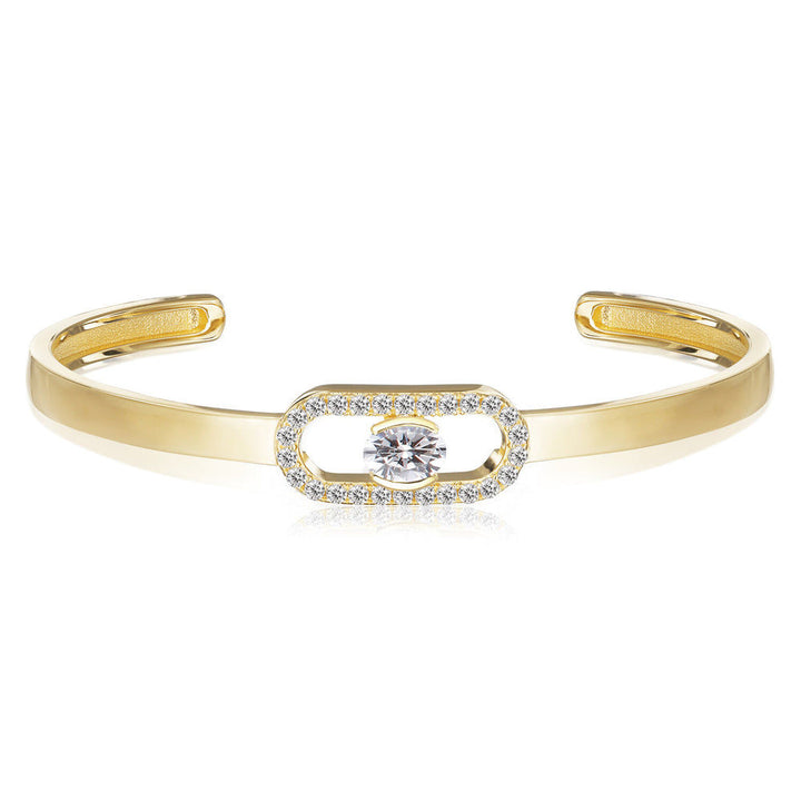 Ellisse Carezza 18K Gold Plated Bangle w. Zirconia