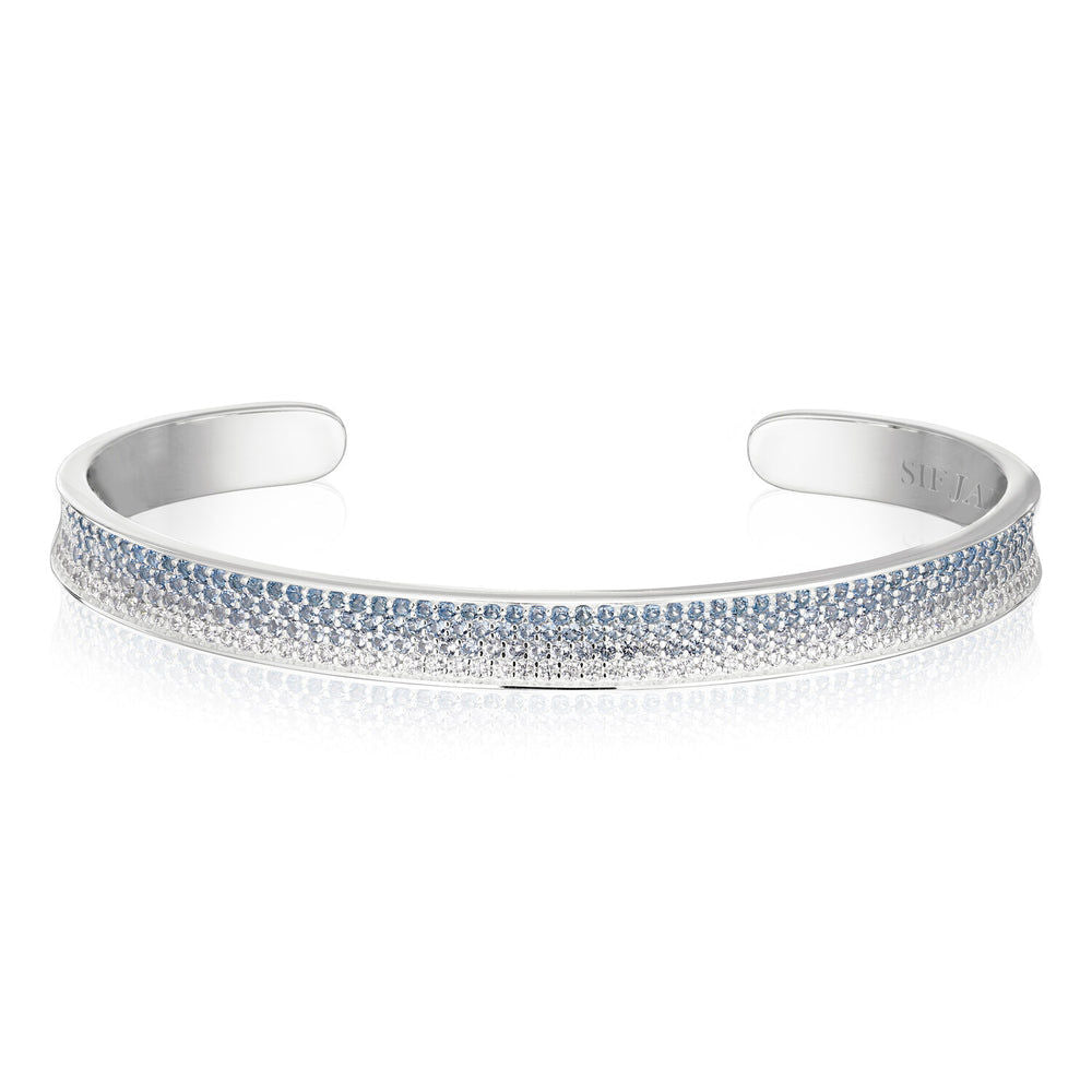 Felline Concavo Silver Bangle w. Blue Zirconias