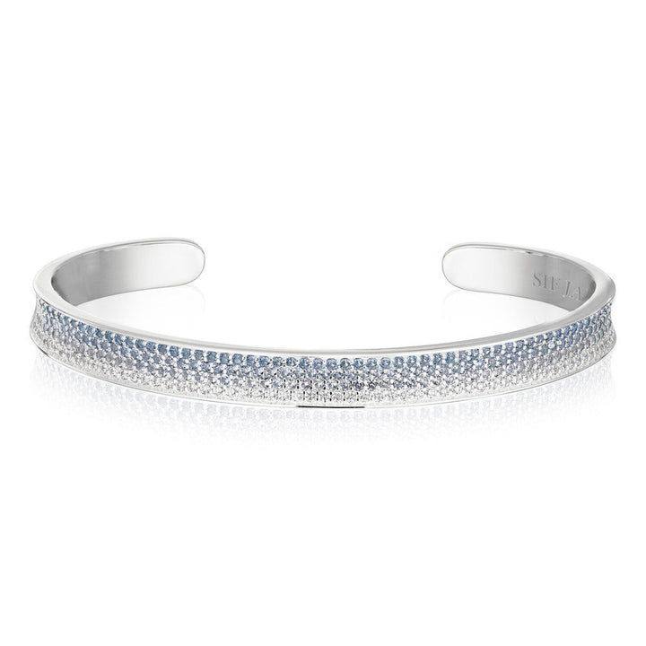 Felline Concavo Silver Bangle w. Blue Zirconias