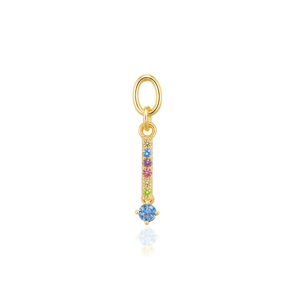 Circolo Lungo 18K Gold Plated Pendant w. Colored Zirconias
