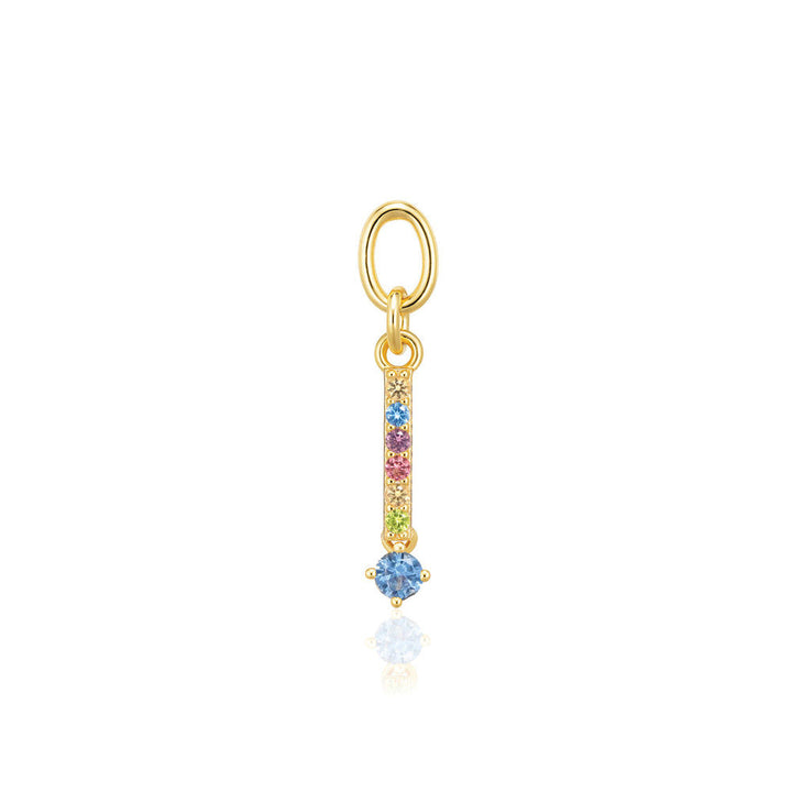 Circolo Lungo 18K Gold Plated Pendant w. Colored Zirconias