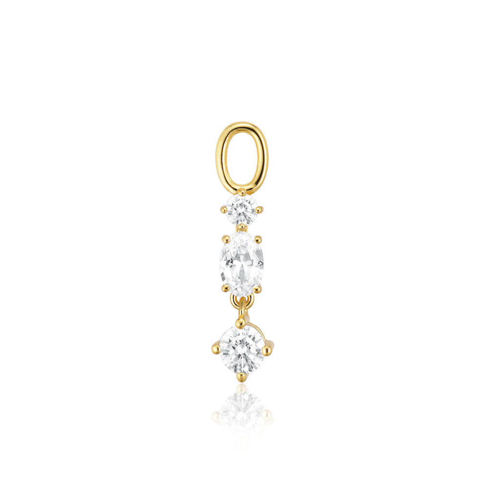 Hoop Charm Pendolo Tre 18K Forgyldt Vedhæng m. Hvid Zirkoner