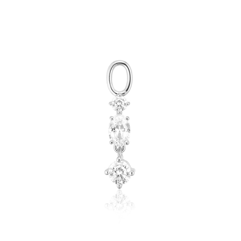 Hoop Charm Pendolo Tre Silver Pendant w. Zirconia