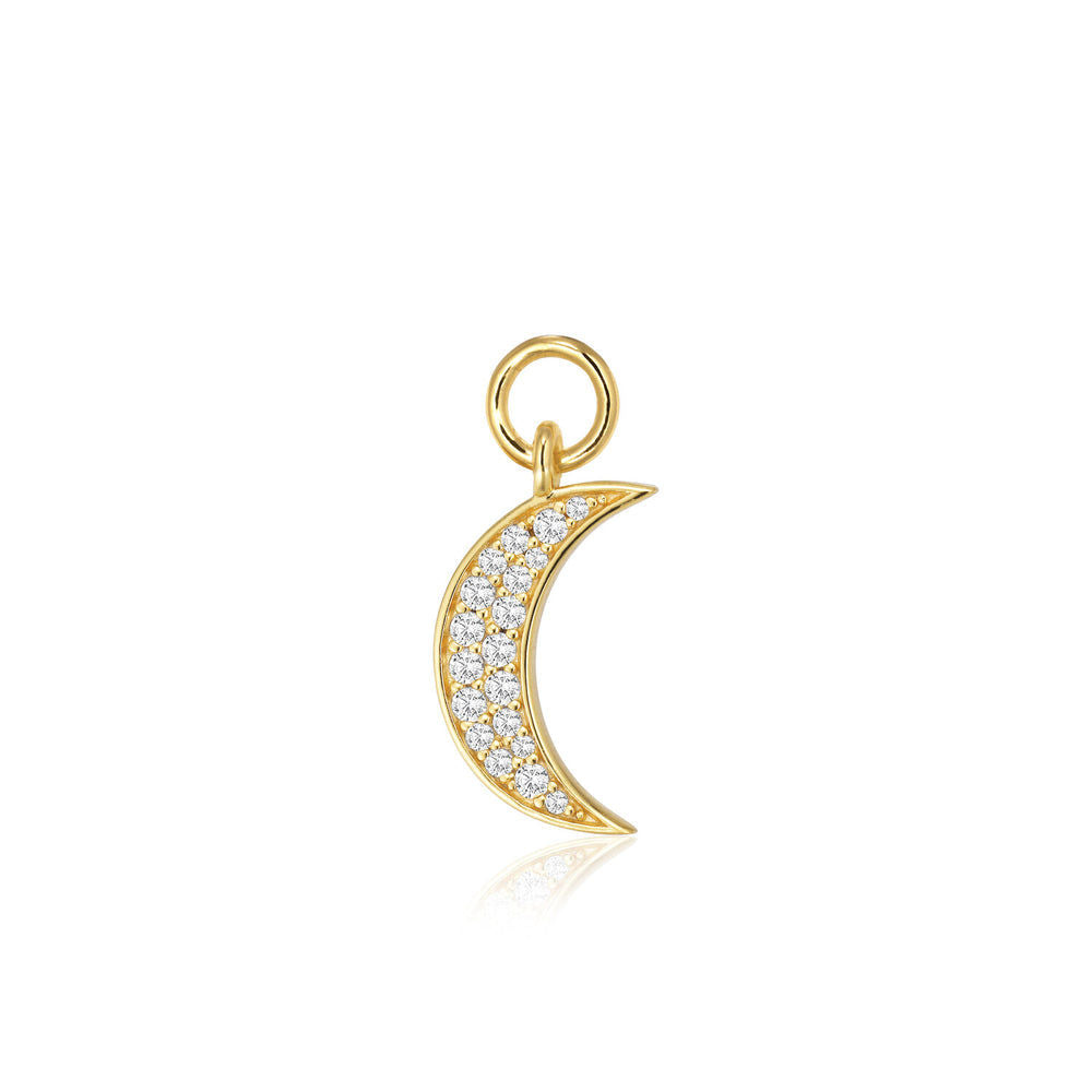 Hoop Charm Luna 18K Gold Plated Pendant w. White Zirconia