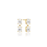 Ellisse Due Piccolo 18K Gold Plated Earrings w. Zirconia
