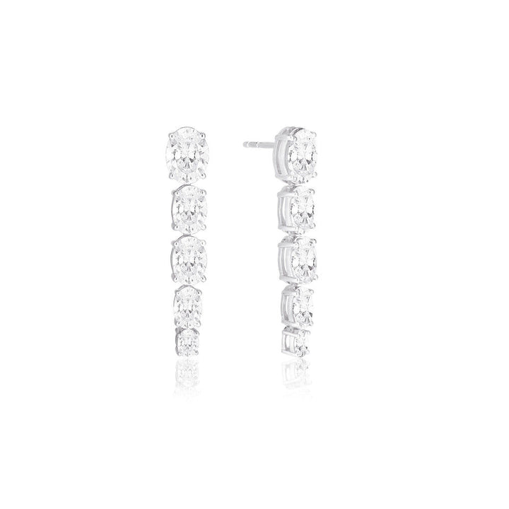 Ellisse Lungo Cinque Silver Earrings w. Zirconias