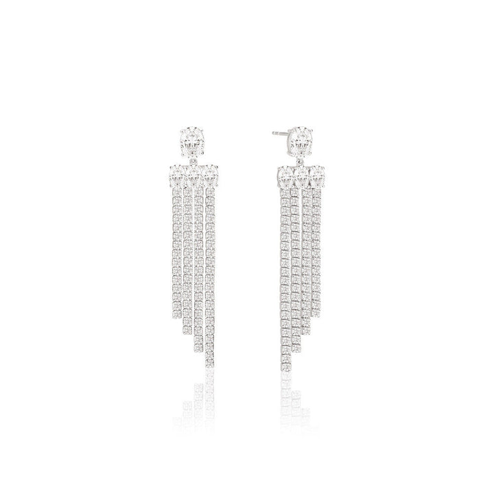 Ellisse Lungo Exclusive Piccolo Silver Earrings w. Zirconias