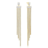 Ellisse Lungo Exclusive Grande 18K Gold Plated Earrings w. Zirconias