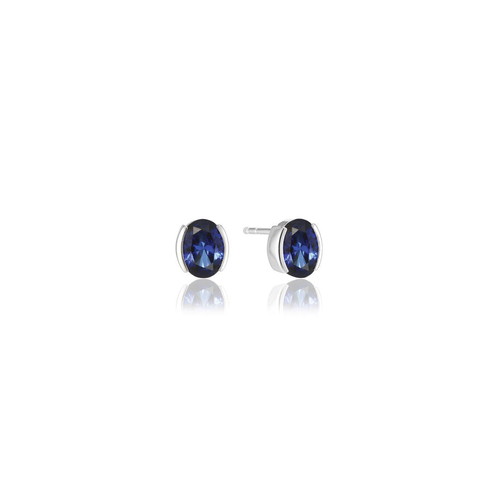 Ellisse Carezza Silver Studs w. Blue Zirconia