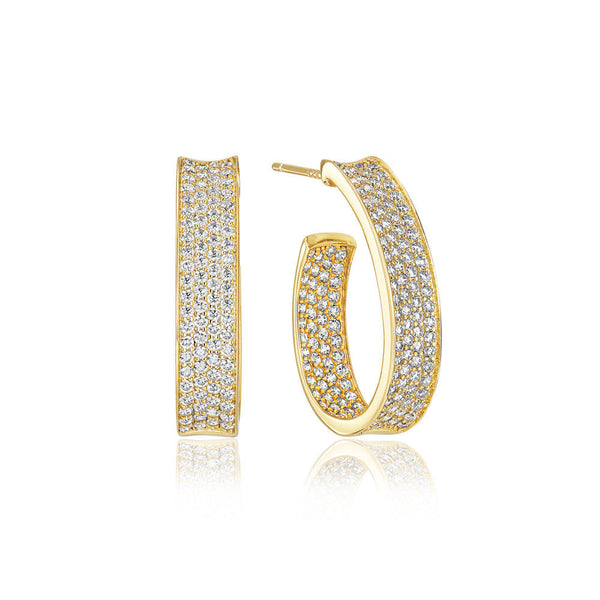 Felline Concavo 18K Gold Plated Earrings w. Zirconias