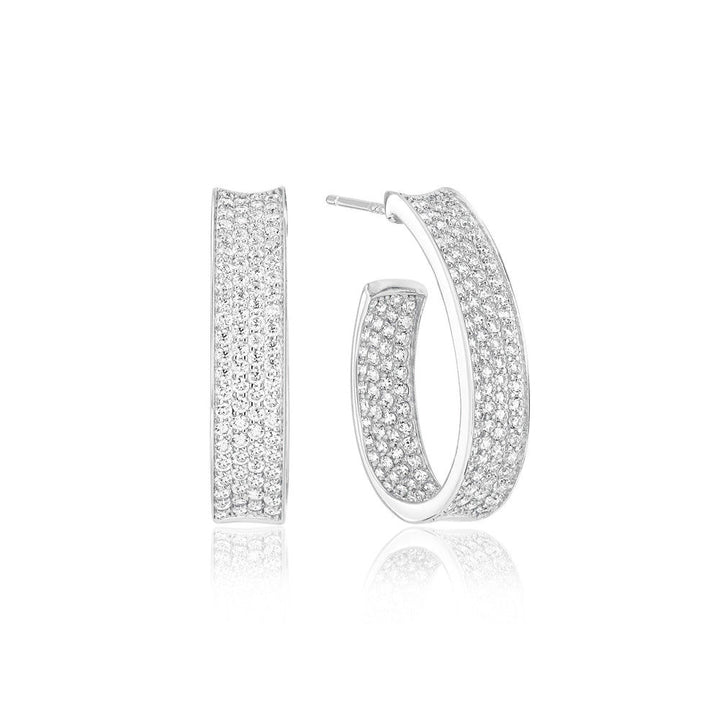 Felline Concavo Silver Earrings w. Zirconias