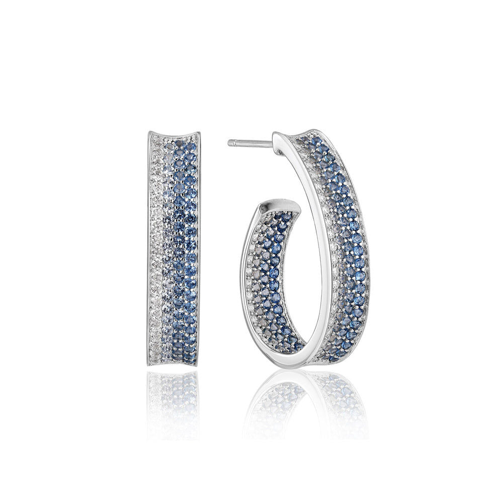 Felline Concavo Silver Earrings w. Blue Zirconias