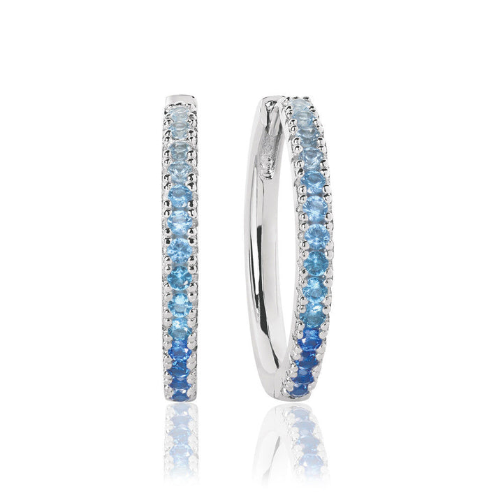 Ellera Grande Blue Silver Hoops w. Zirkonia