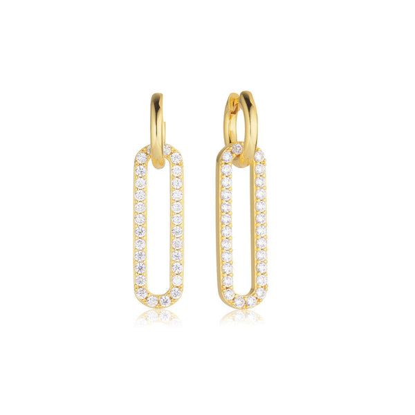 Capizzi Lungo 18K Gold Plated Earrings w. Zirconia