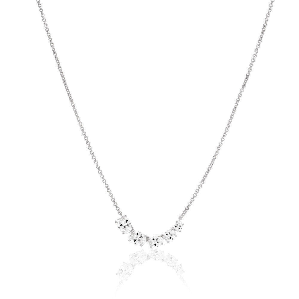 Ellisse Cinque Silver Necklace w. Zirconias