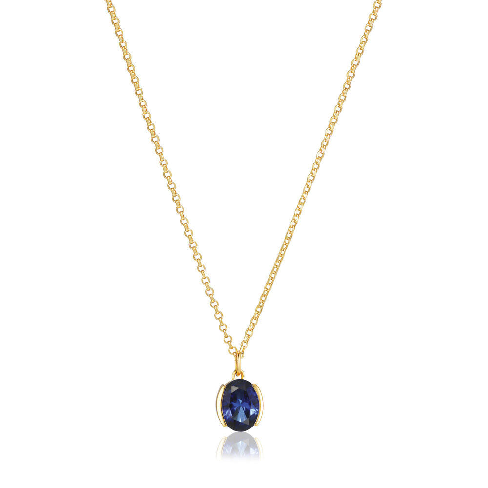 Ellisse Carezza 18K Gold vergoldete Halskette m. blauem Zirkon