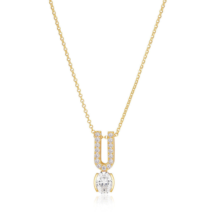Ellisse Carezza Uno 18K Gold Plated Necklace w. Zirconia