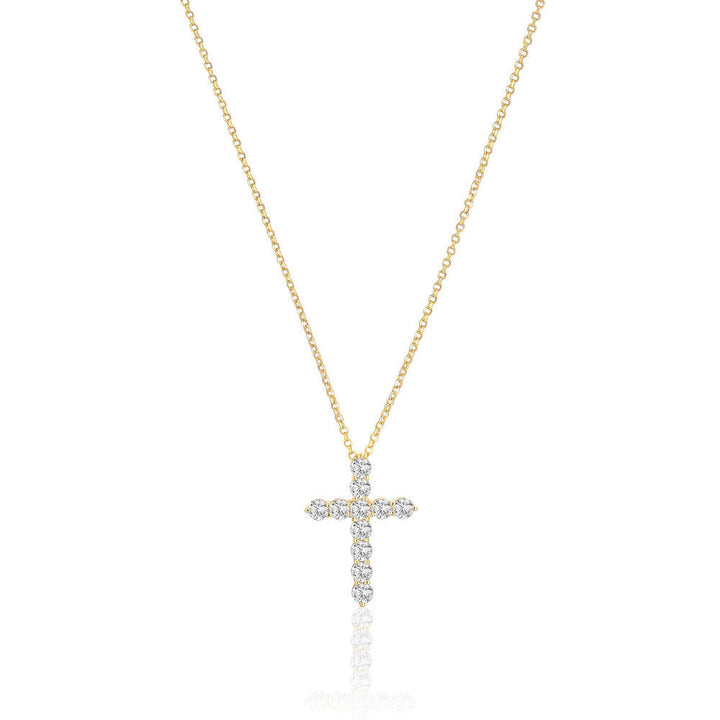 Belluno Croce 18K Gold Plated Necklace w. Zirconias