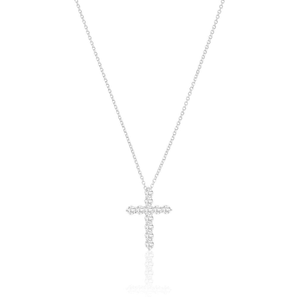 Belluno Croce Silver Necklace w. Zirconias
