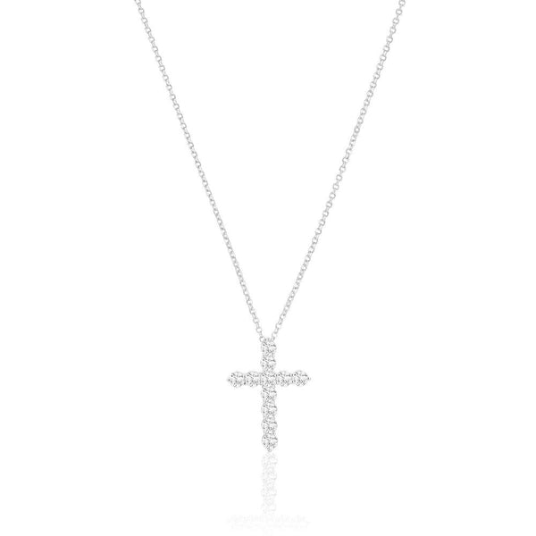 Belluno Croce Silver Necklace w. Zirconias
