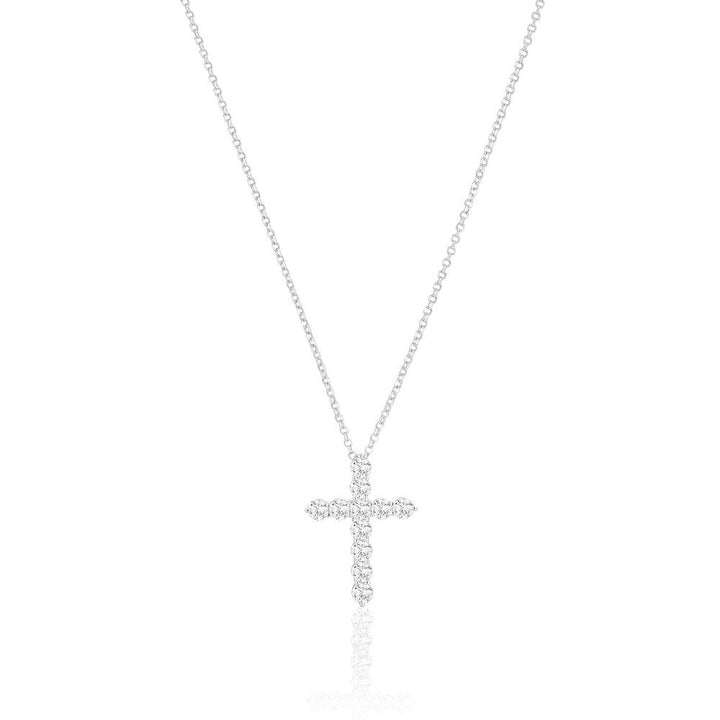 Belluno Croce Silver Necklace w. Zirconias