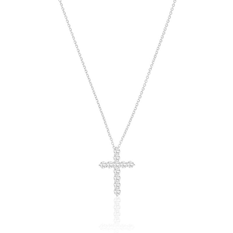Belluno Croce Silver Necklace w. Zirconias