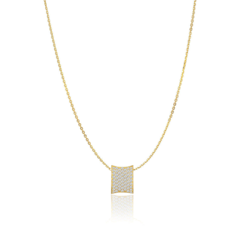 Felline Concavo 18K Gold Plated Necklace w. Zirconias