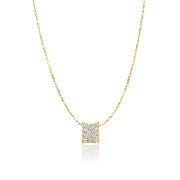 Felline Concavo 18K Gold Plated Necklace w. Zirconias