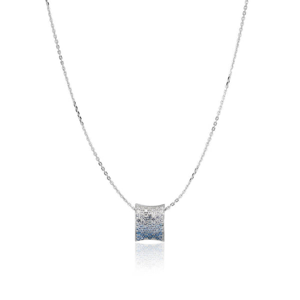 Felline Concavo Silver Necklace w. Blue Zirconias