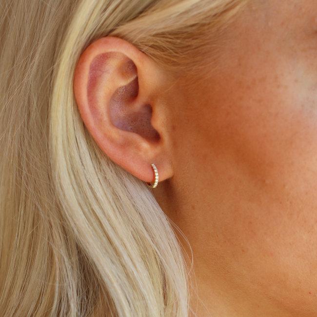 Rock Classic Lille 18K Hvidguld Hoop m. Hvide Diamanter