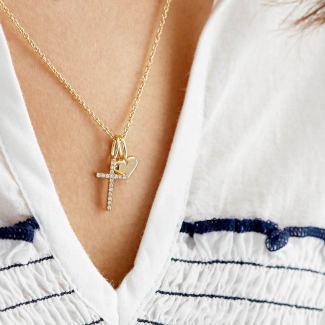 Rock Classic Cross 18K Whitegold Pendant w. Diamonds