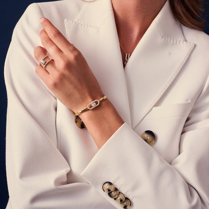 Ellisse Carezza 18K Gold Plated Bangle w. Zirconia