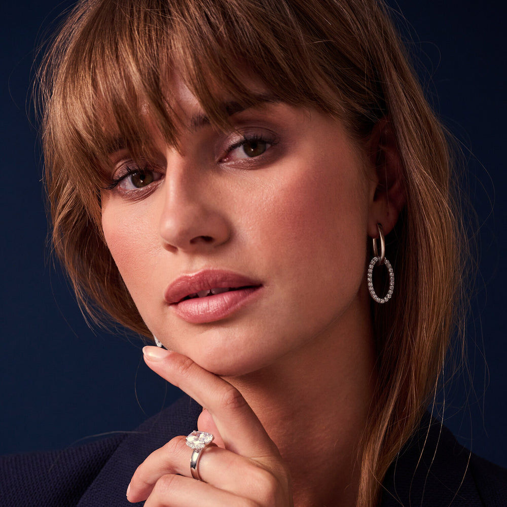 Ellisse Due Silver Earrings w. Zirconia