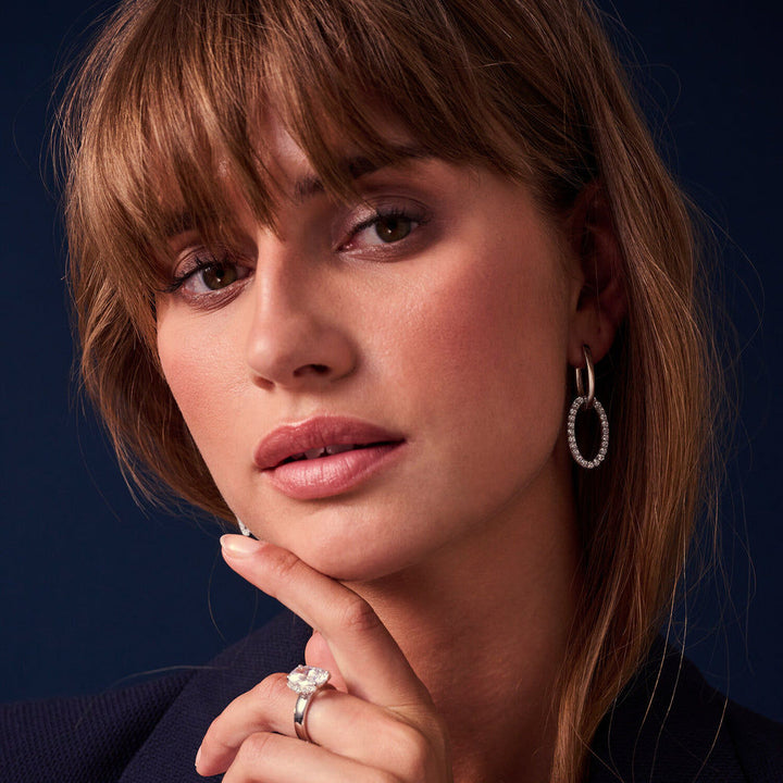 Ellisse Due Silver Earrings w. Zirconia