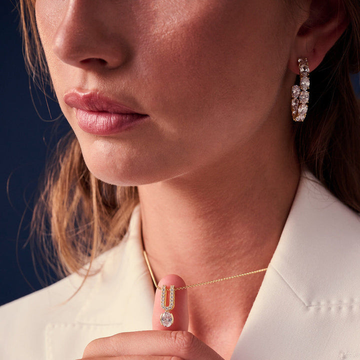 Ellisse 18K Gold Plated Hoops w. Zirconia