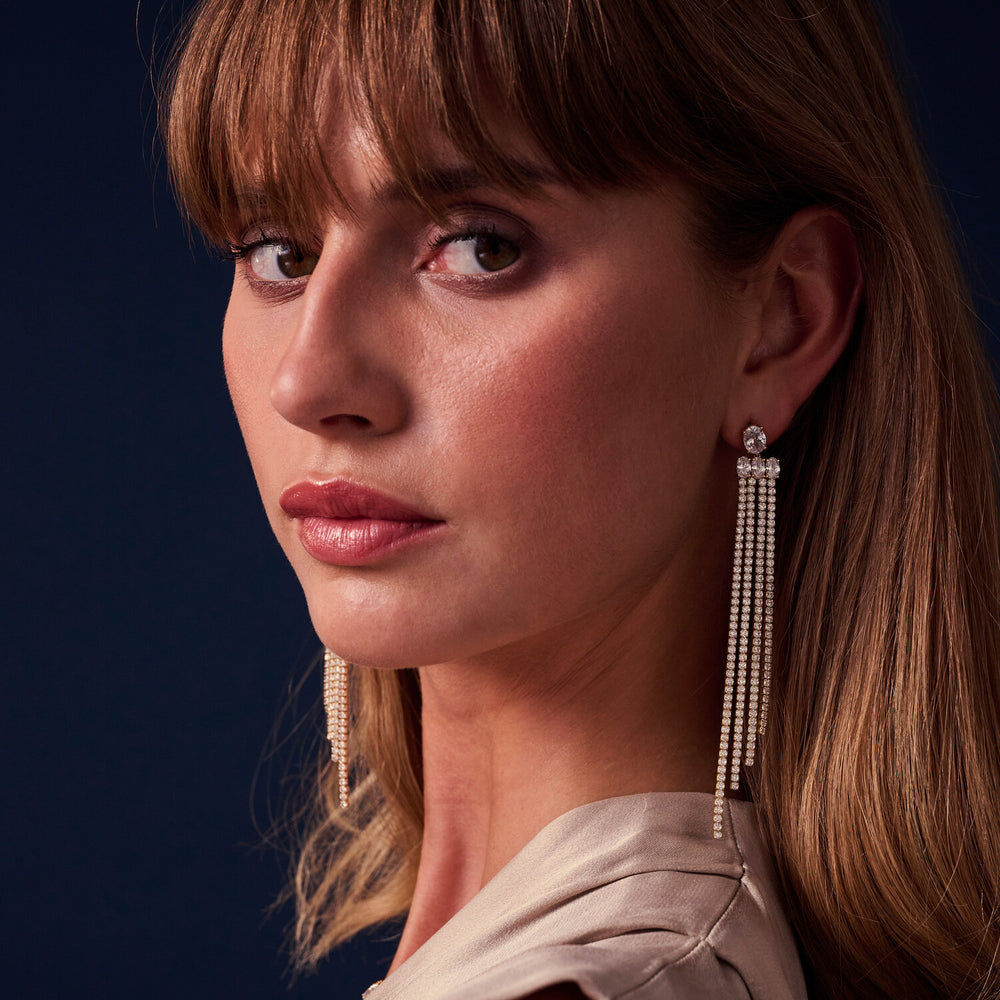 Ellisse Lungo Exclusive Grande 18K vergoldete Ohrringe m. Zirkon