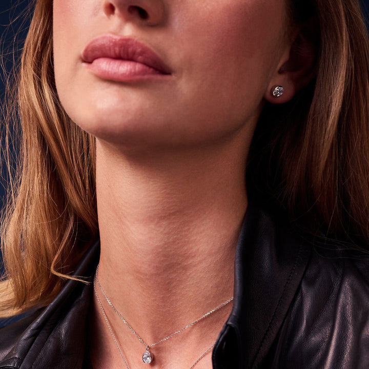 Ellisse Carezza Silver Studs w. White Zirconia