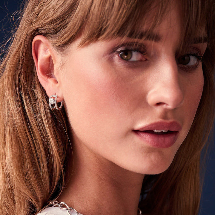 Ellisse Carezza Silver Huggies w. Zirconia