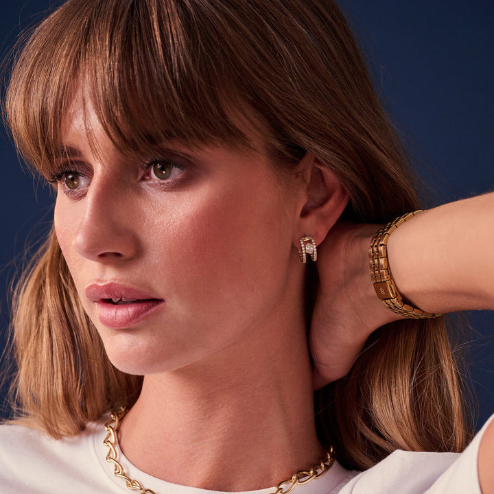 Ellisse Carezza 18K Gold Plated Huggies w. Zirconia