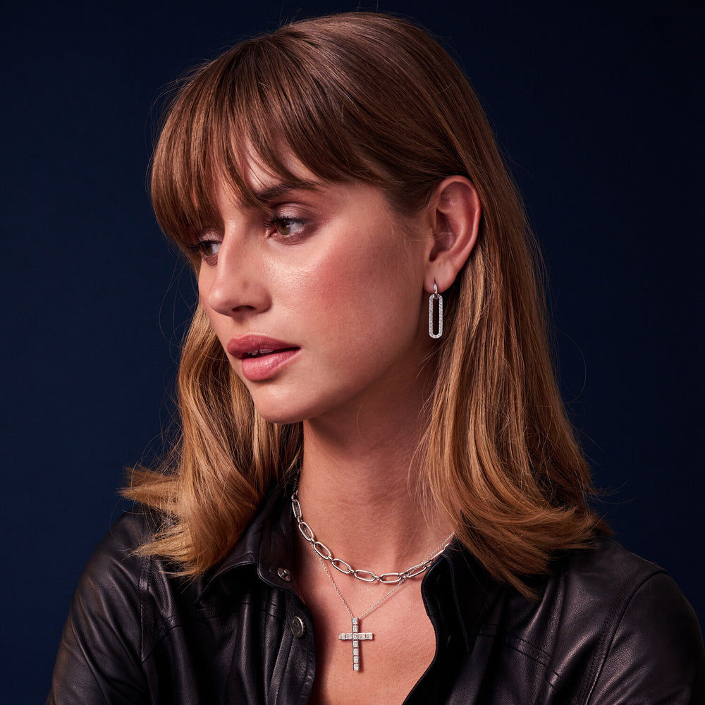 Capizzi Lungo Silver Earrings w. Zirconia