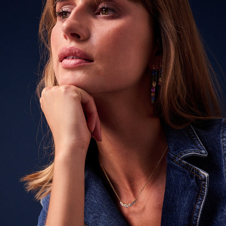 Ellisse Cinque 18K Forgyldt Halskæde m. Zirkoner