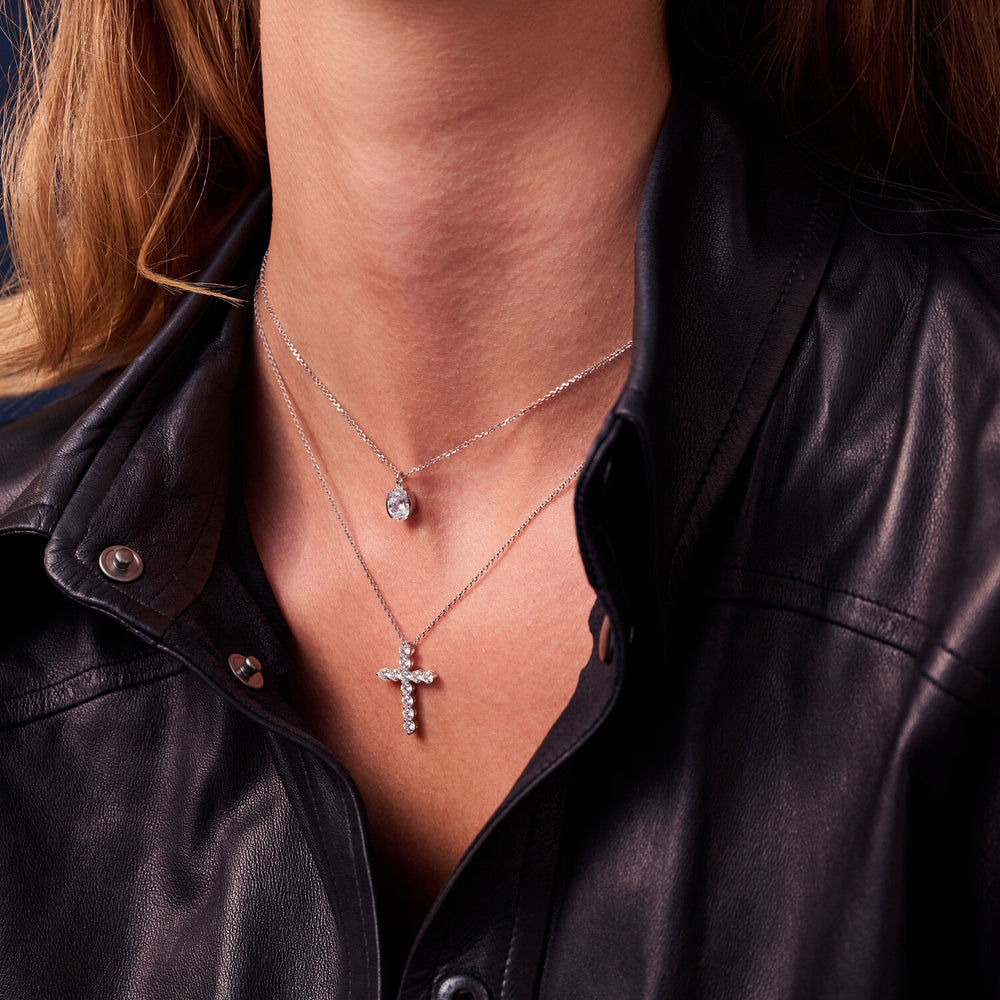 Ellisse Carezza Silver Necklace w. Zirconia