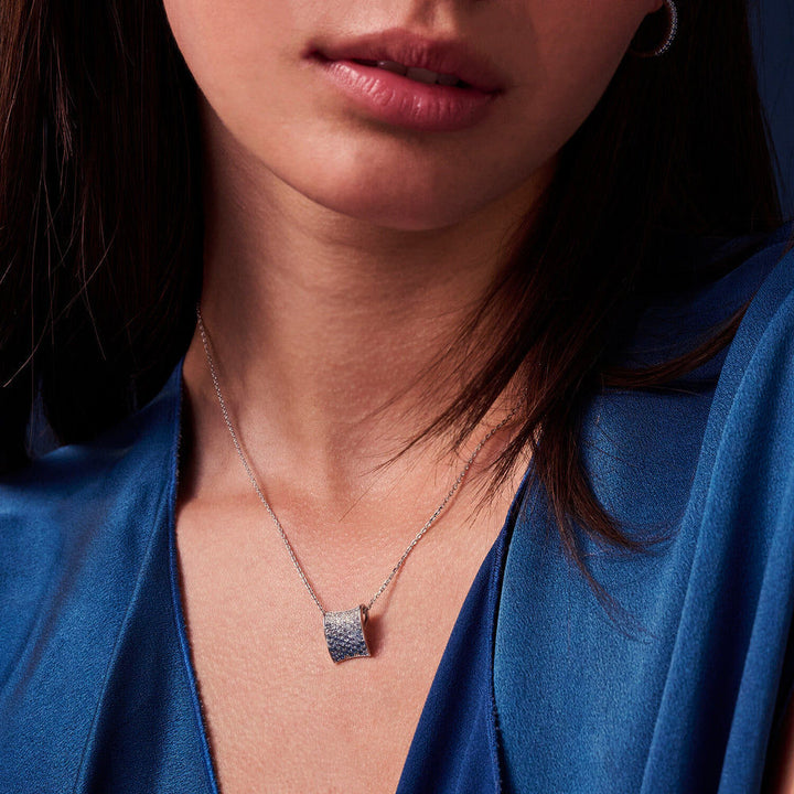 Felline Concavo Silver Necklace w. Blue Zirconias