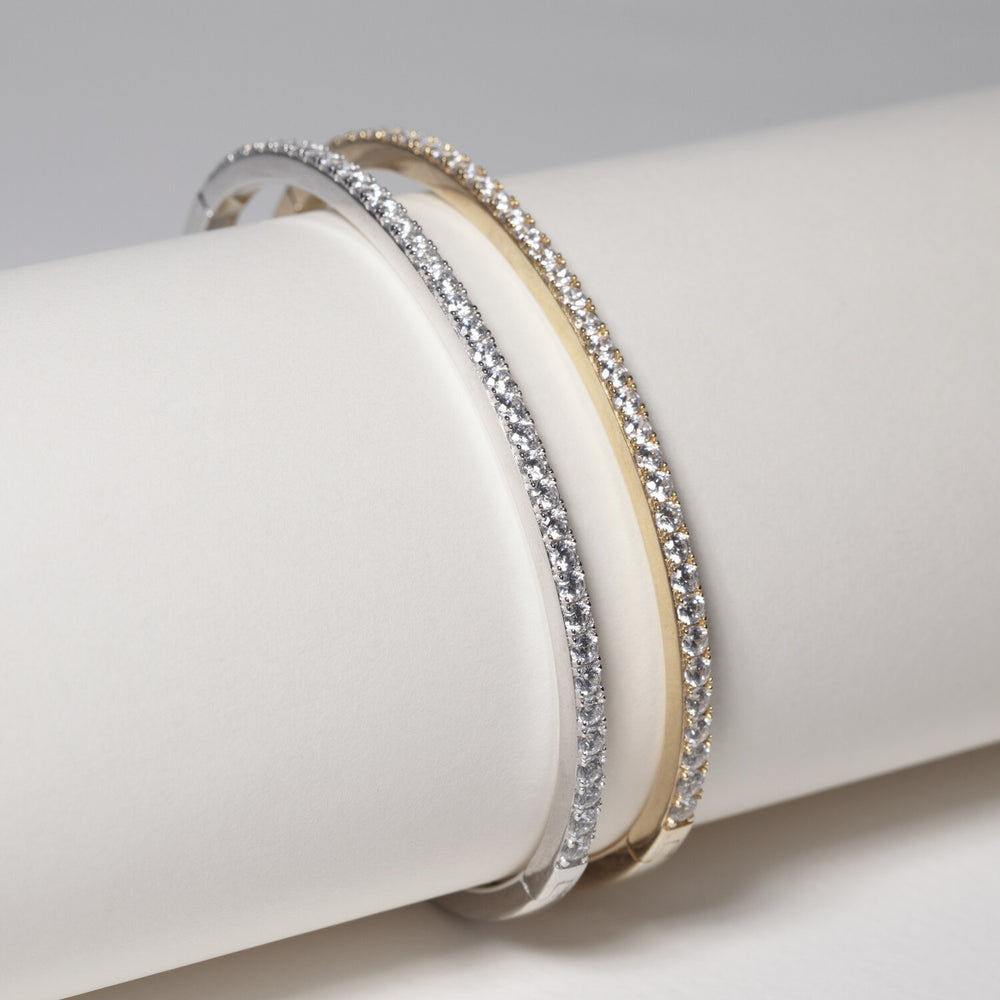 Ellisse 18K Gold Plated Bangle w. Zirconias